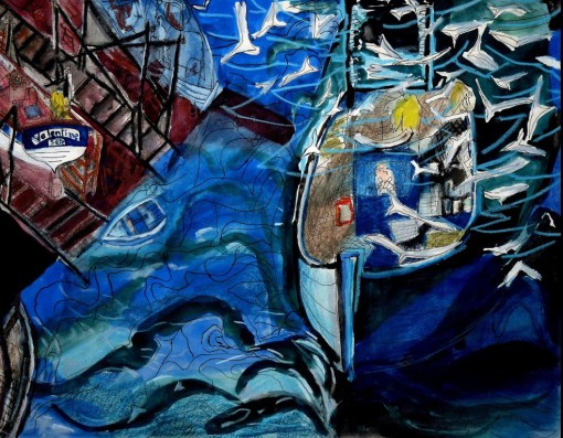 "Retour des chaluts" Aquarelle (25 / 32 cm)