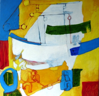 "Chantier naval" Huile sur toile (39 /39 cm)