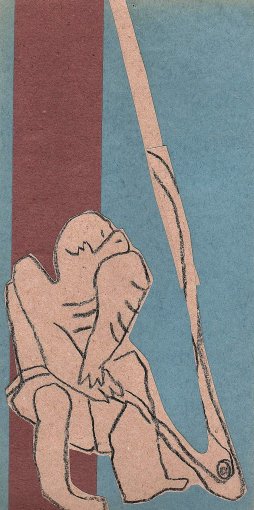 "Marin à la manoeuvre" Collage et dessin (30 / 15 cm)