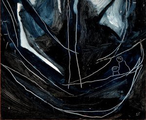 "Navigation de nuit" Huile sur papier (30 / 60 cm)